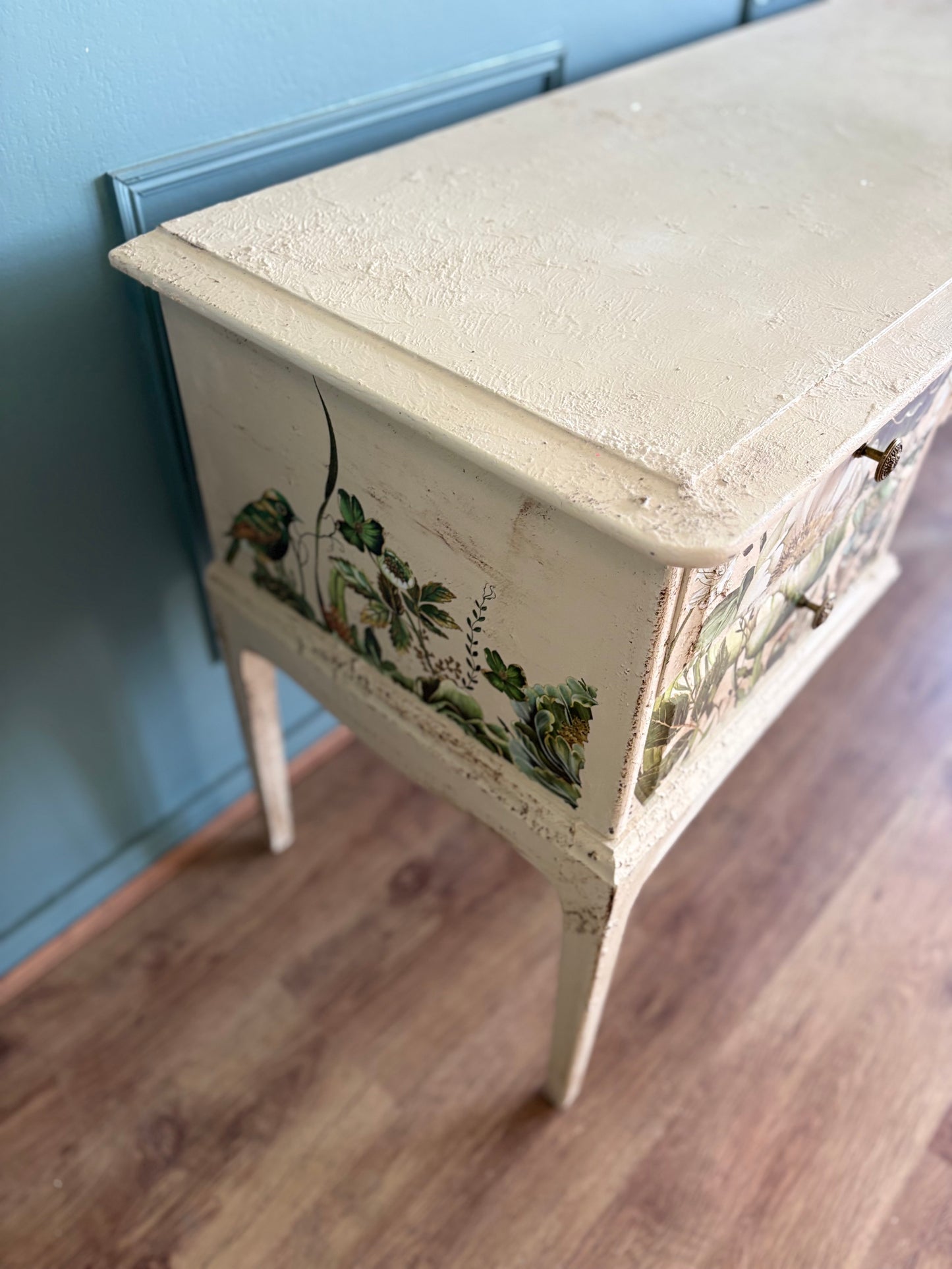 Green floral cream vintage stag dressing table sideboard