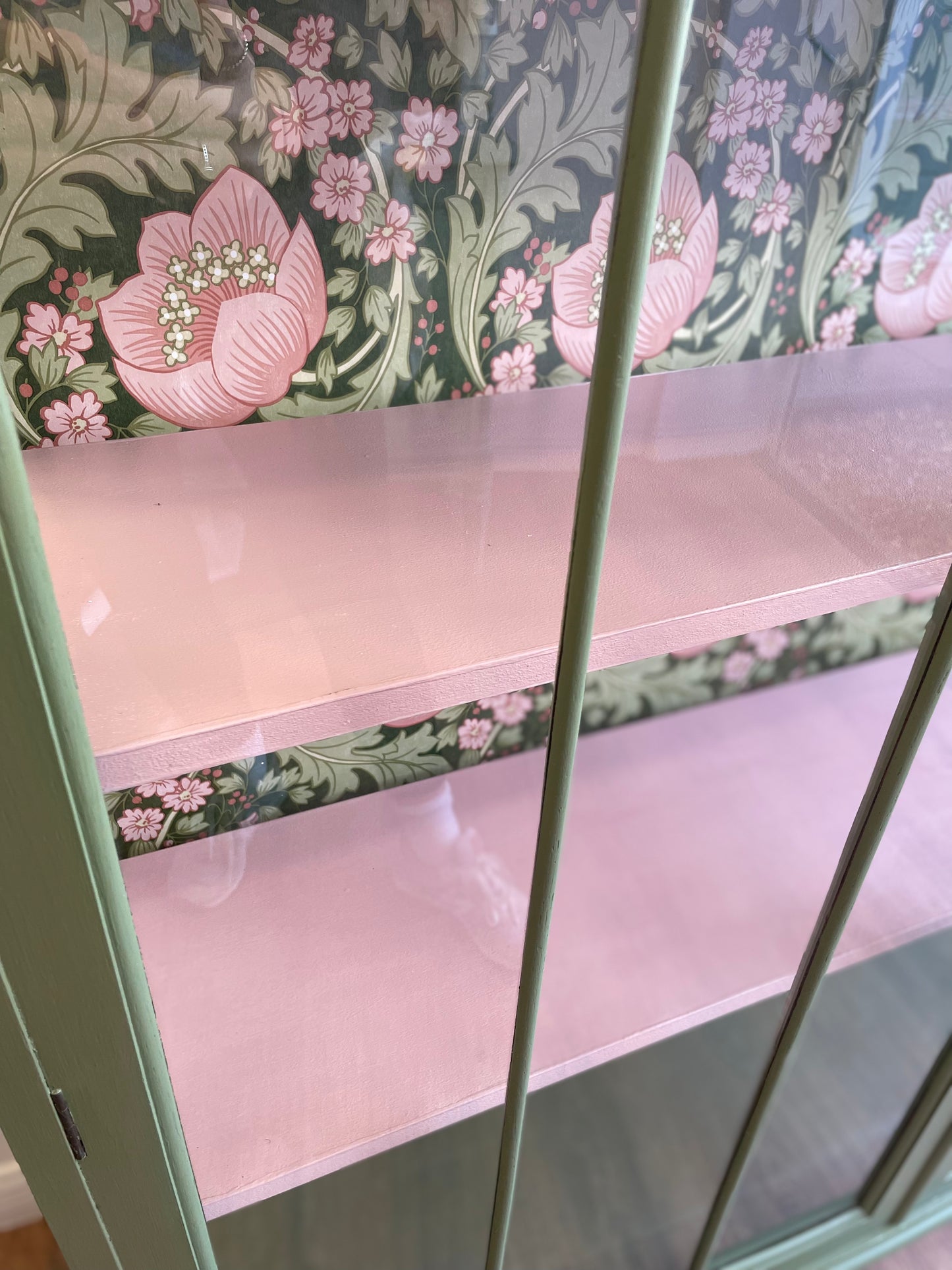 Olive Art Deco Pink Bespoke Vintage Antique floral Drinks Cabinet