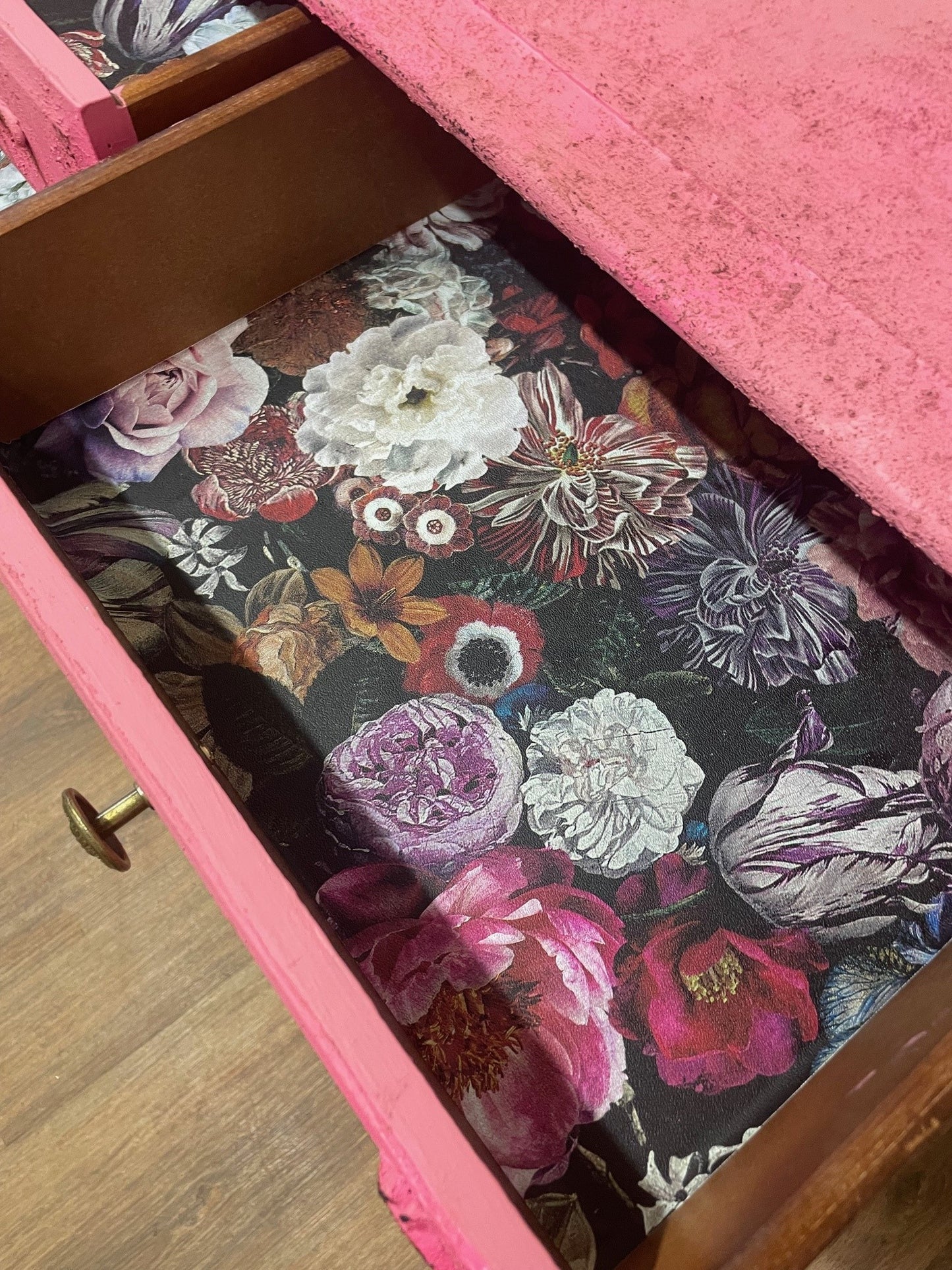 Hot Neon Pink Vintage Distressed  Sideboard Dressing Table