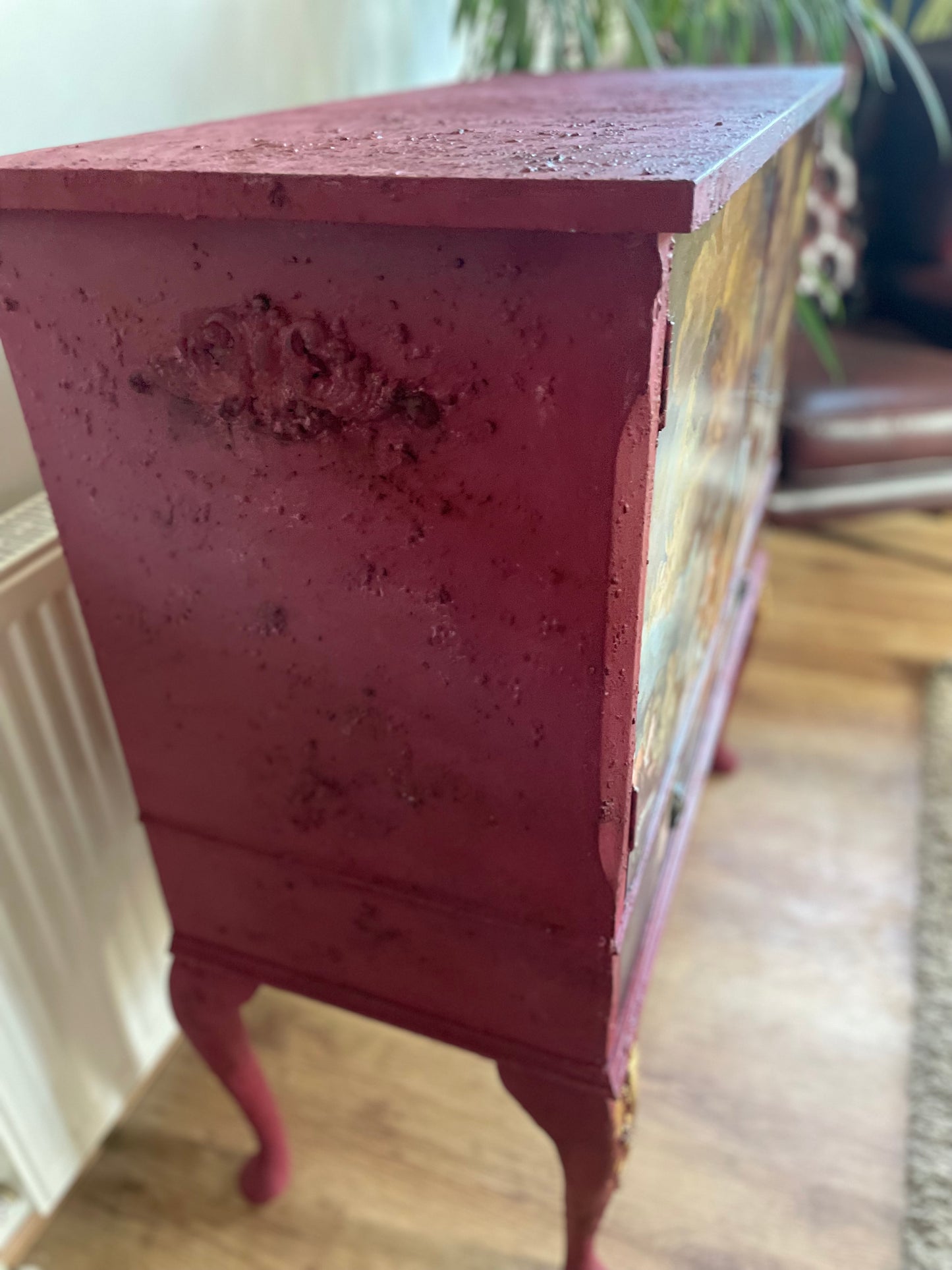 Distressed Burgundy Saints Glory Drinks Cabinet