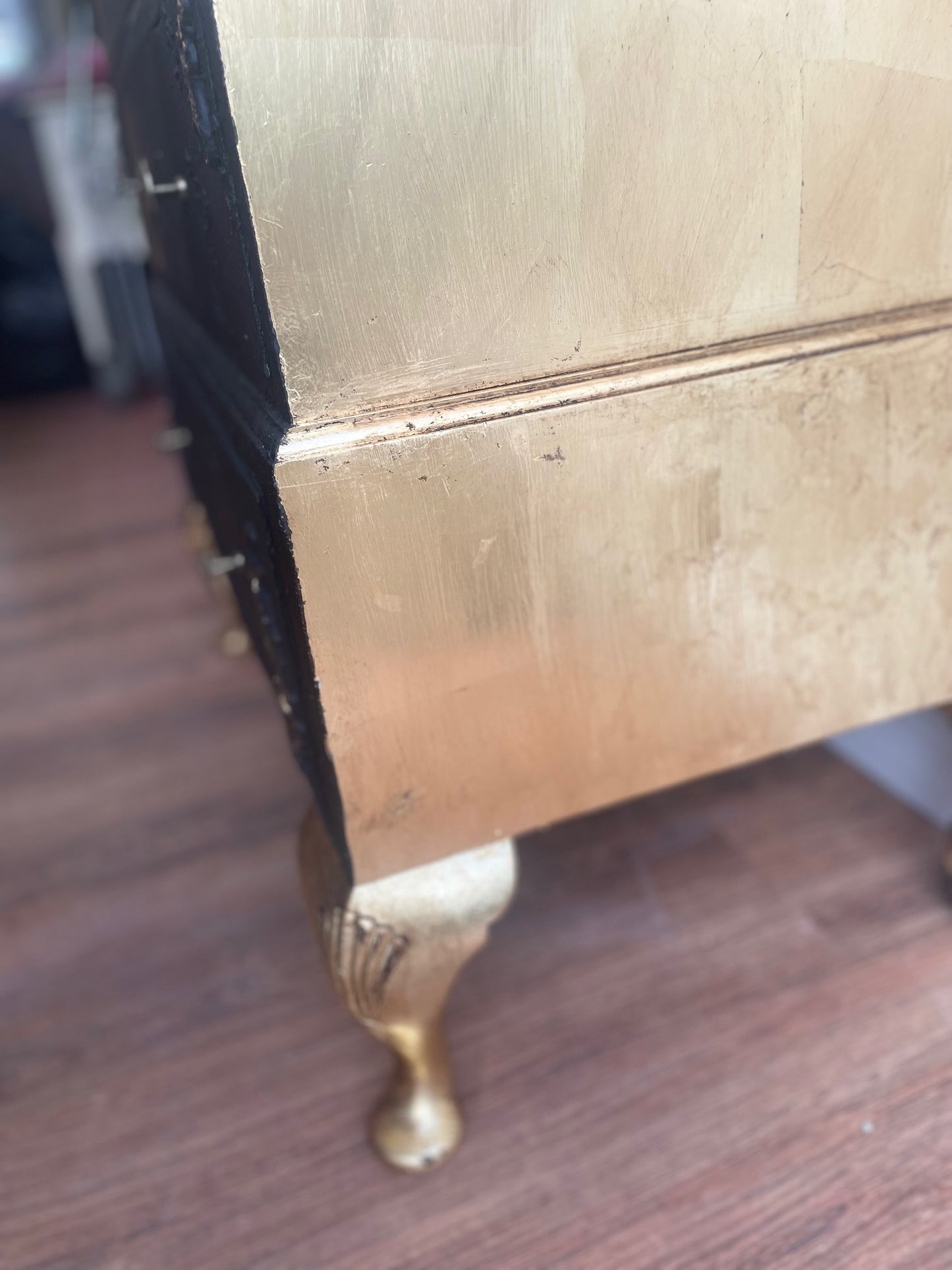 Vintage Upcycled Antique Black Gold Bird Bureau