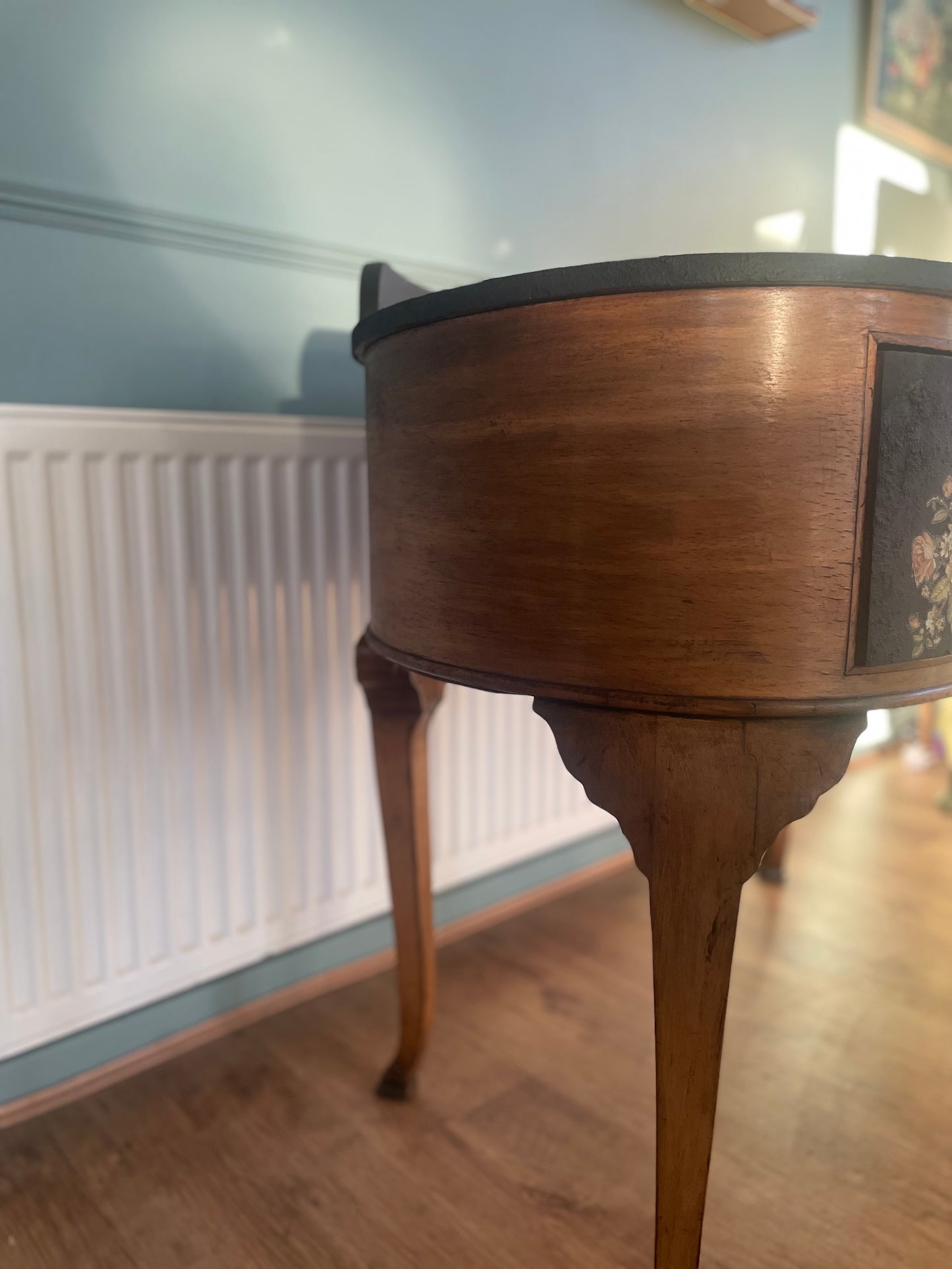 French Amoire Black Floral Antique Dressing table Desk