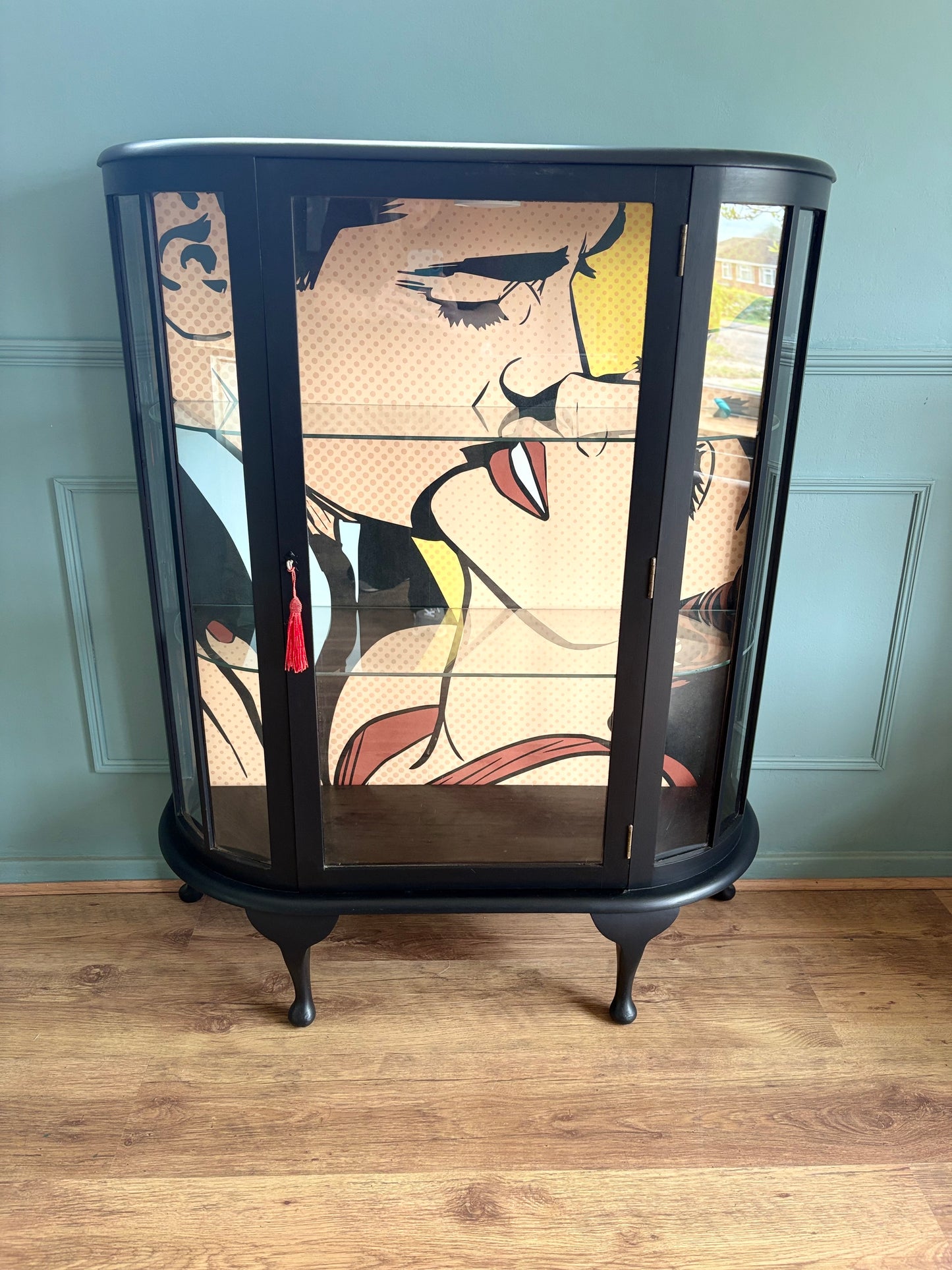 Black Pop Art Comic Upcycled Drinks Cocktail Display Cabinet - Delivery included uk