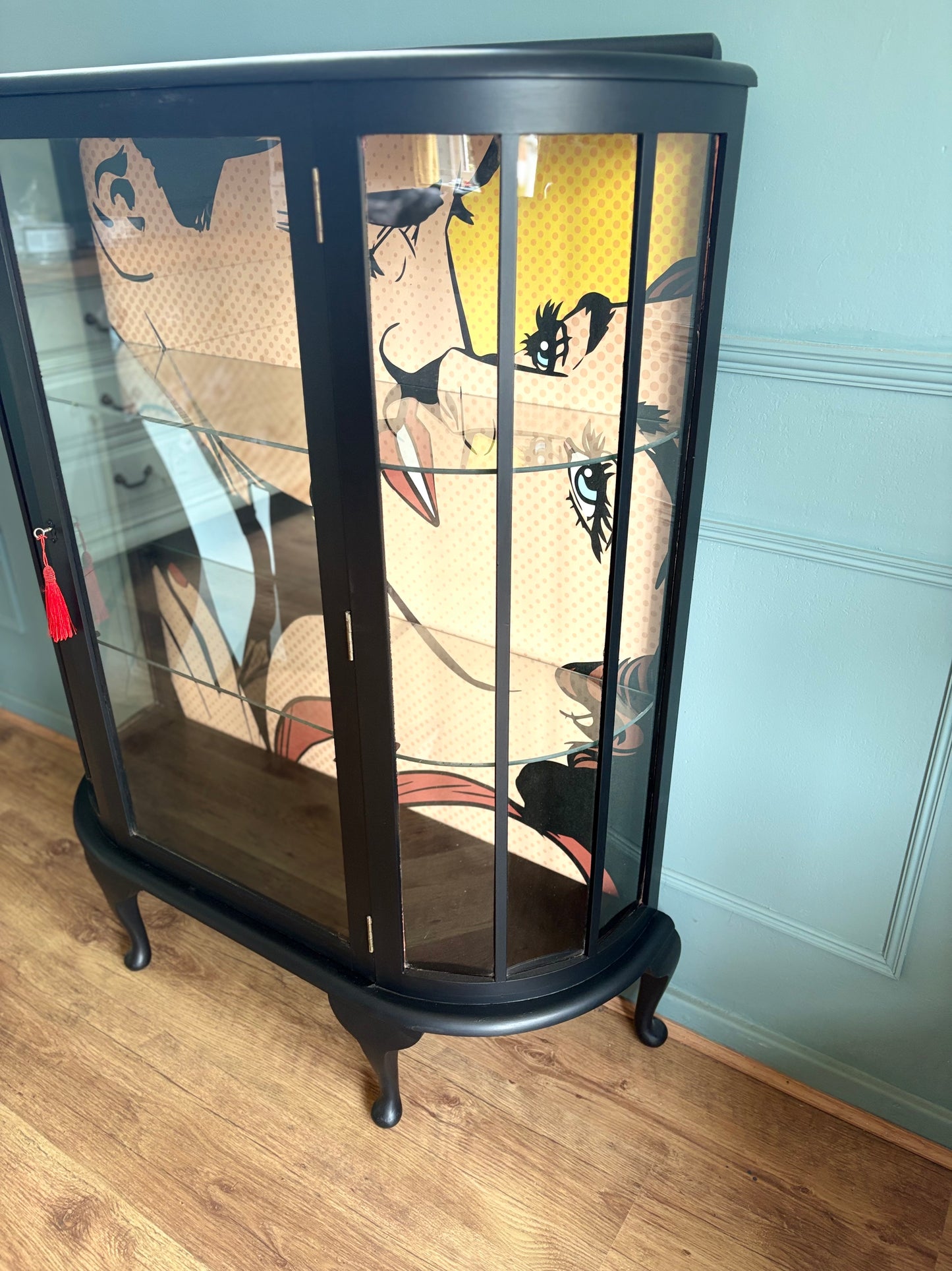 Black Pop Art Comic Upcycled Drinks Cocktail Display Cabinet - Delivery included uk