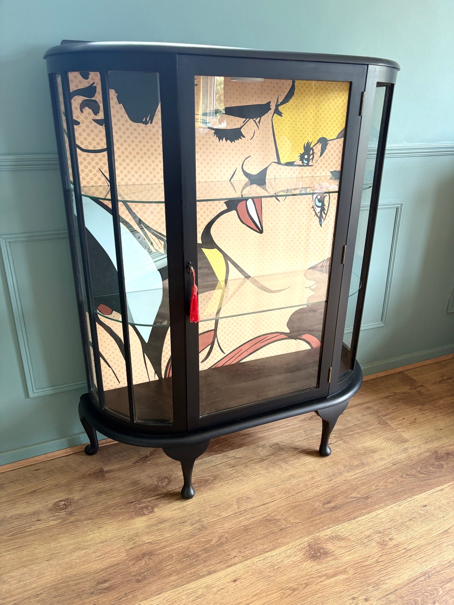 Black Pop Art Comic Upcycled Drinks Cocktail Display Cabinet - Delivery included uk