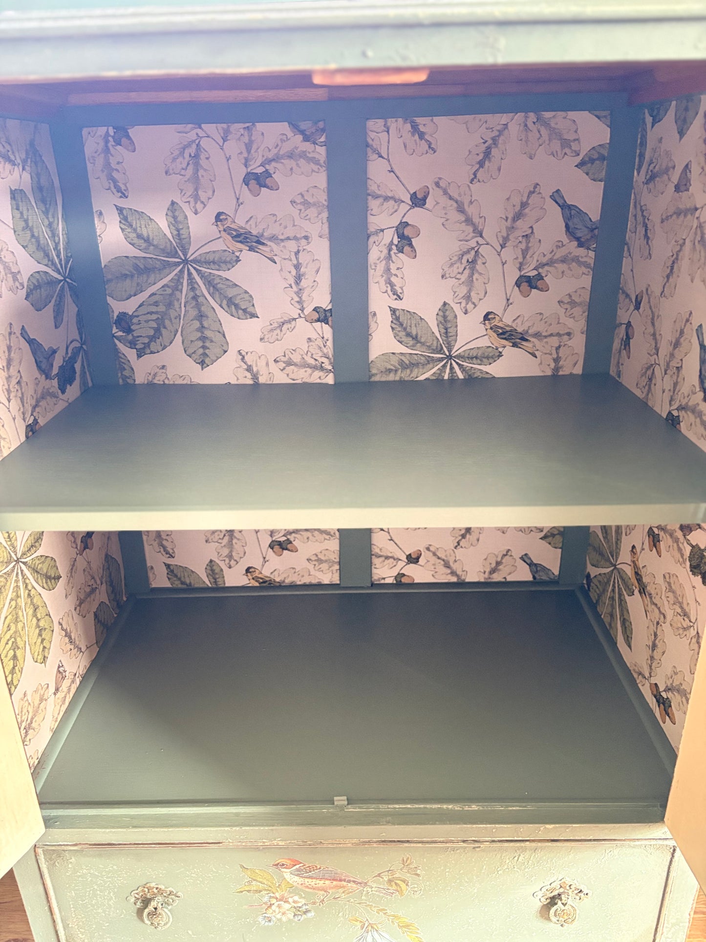 Distressed Shabby Chic Duck Egg Blue Bird Cocktail Drinks Storage Cabinet Cupboard