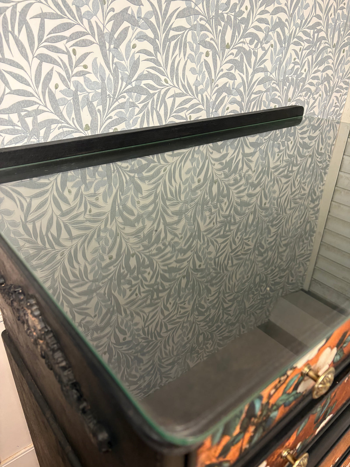 Copper Black Upcycled Oriental Bird Blossom Floral Chest of Drawers inc courier in price
