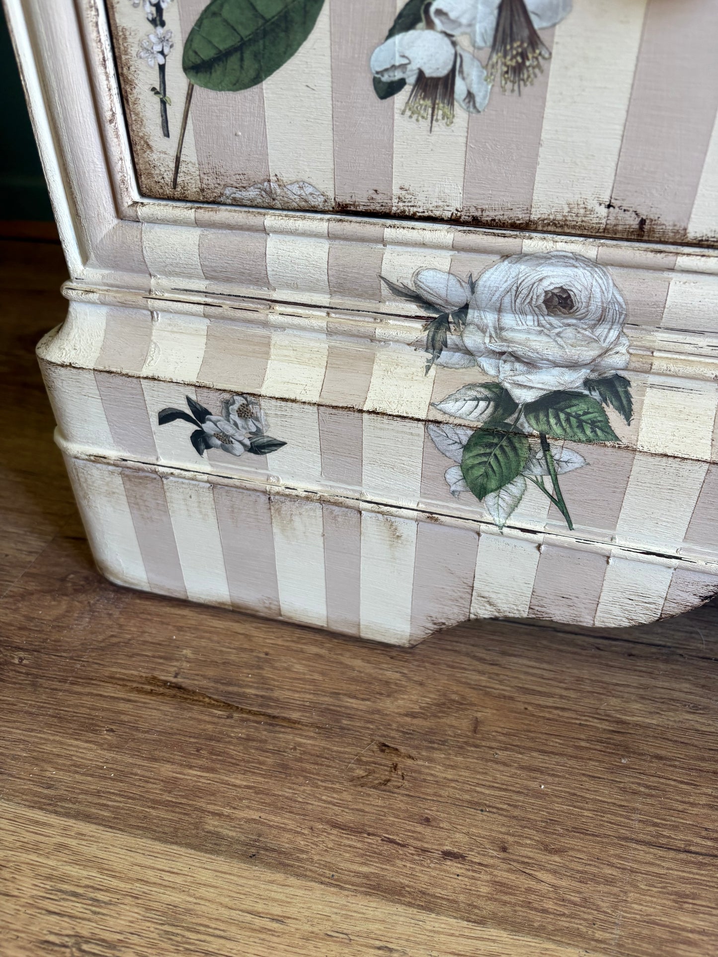 Beige & Cream Chest of Drawers Floral Handpainted upcycled refurbished Willis & Gambier