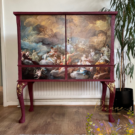 Distressed Burgundy Saints Glory Drinks Cabinet