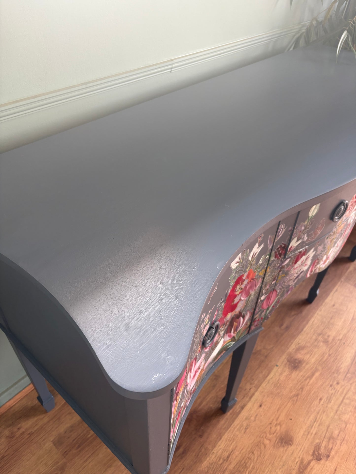 Tulip Cottage Blue Floral Handpainted Refurbished Sideboard Storage Unit Upcycled - delivery included