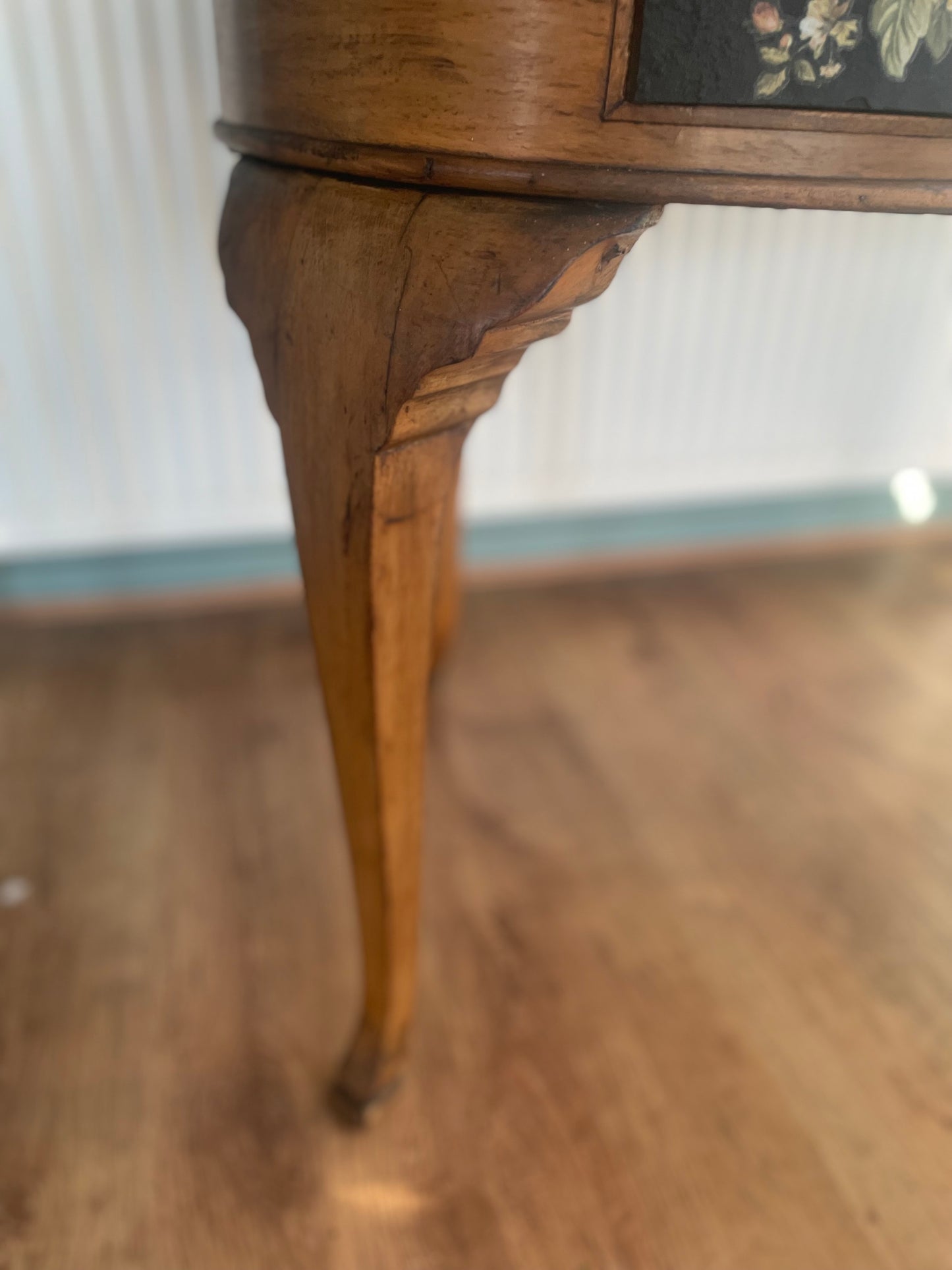 French Amoire Black Floral Antique Dressing table Desk