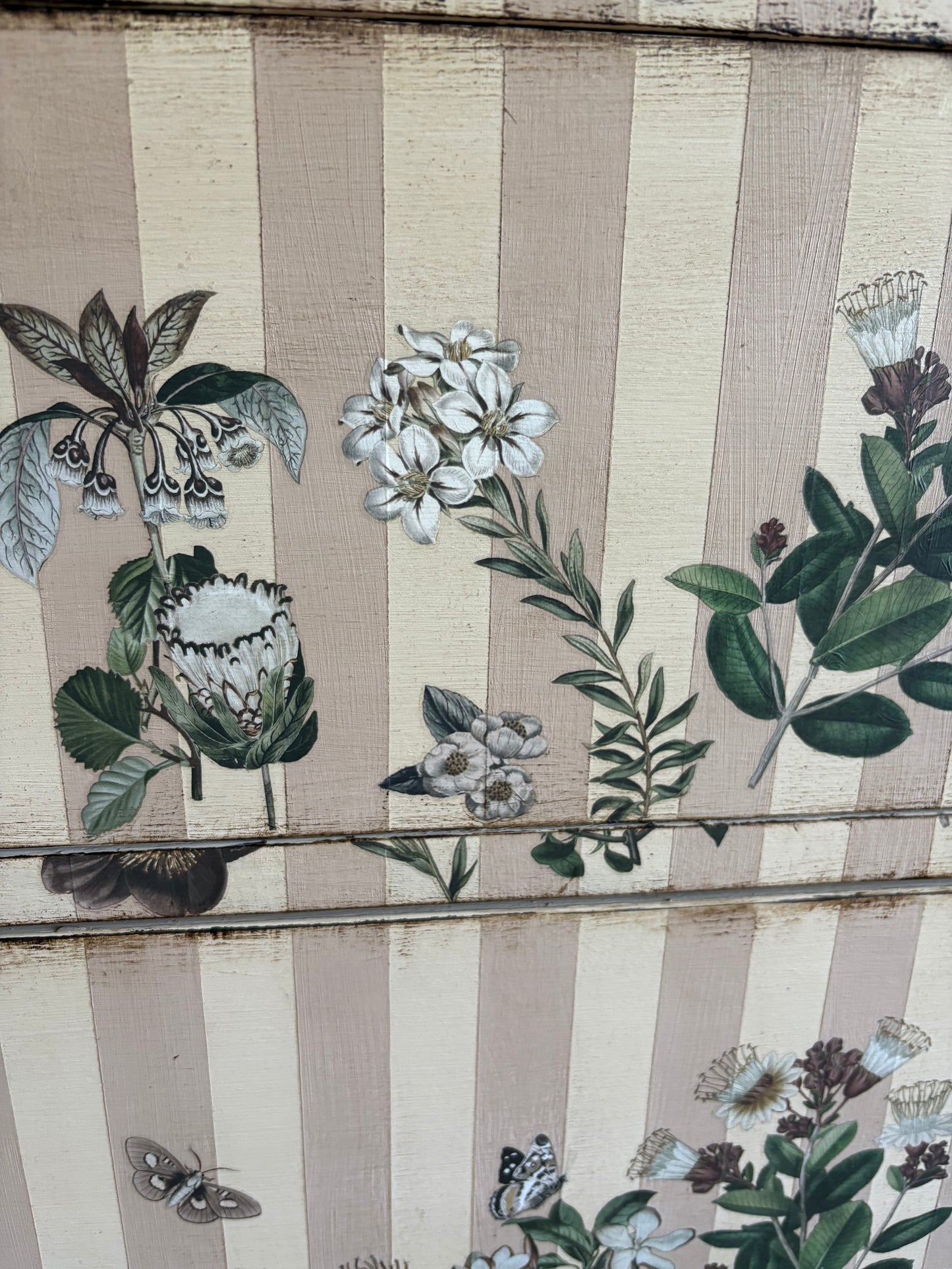 Beige & Cream Chest of Drawers Floral Handpainted upcycled refurbished Willis & Gambier