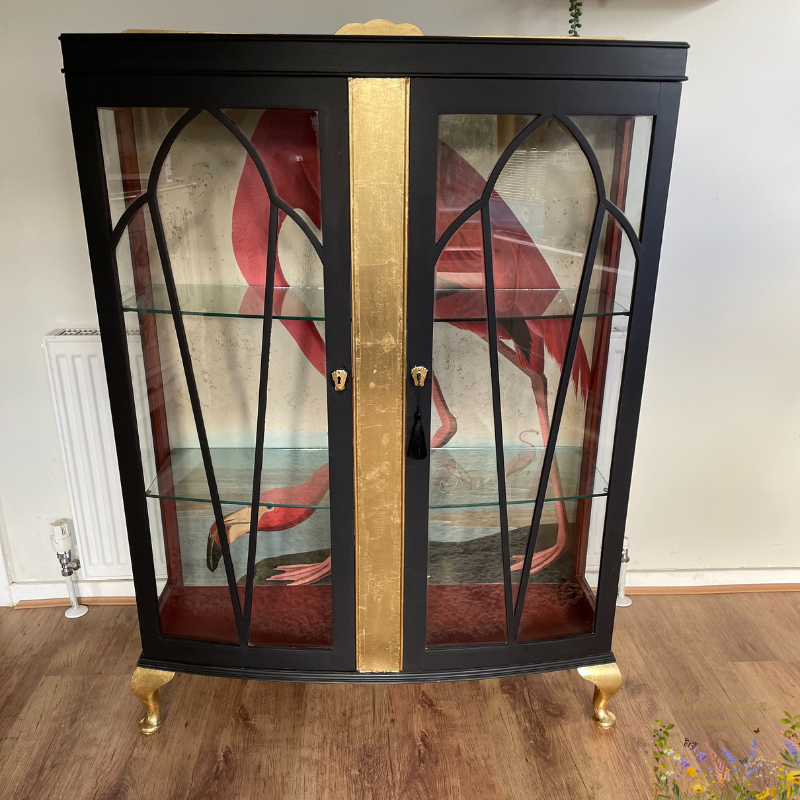 Flamingo Gold & Black Retro Drinks Cabinet