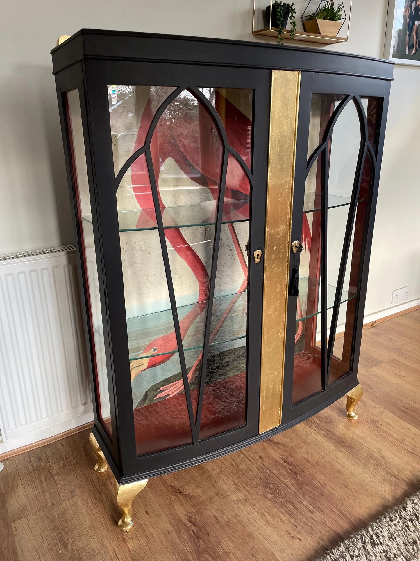 Flamingo Gold & Black Retro Drinks Cabinet