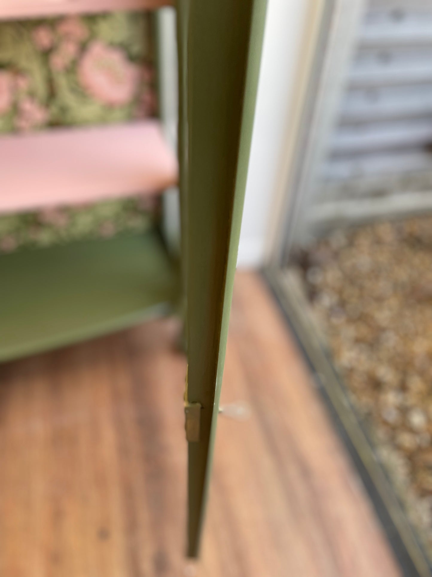 Olive Art Deco Pink Bespoke Vintage Antique floral Drinks Cabinet